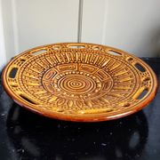 Large Mid-Century Modern French Ceramic Sunflower Plate - 1950s-1960s - Grottes de Dieulefit