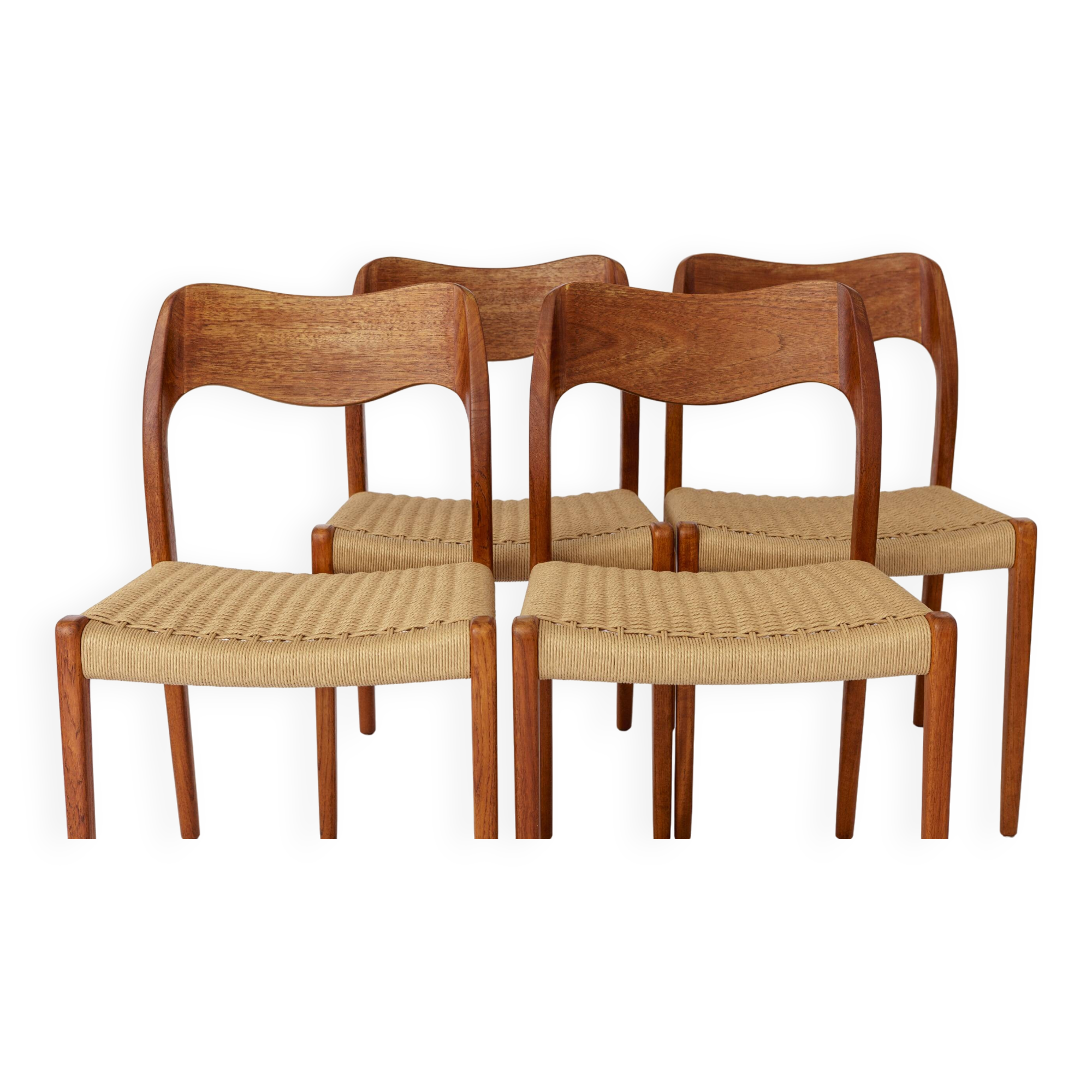 4 Niels Otto Moller Chairs, Model 71, Teak, 1950s, Danish