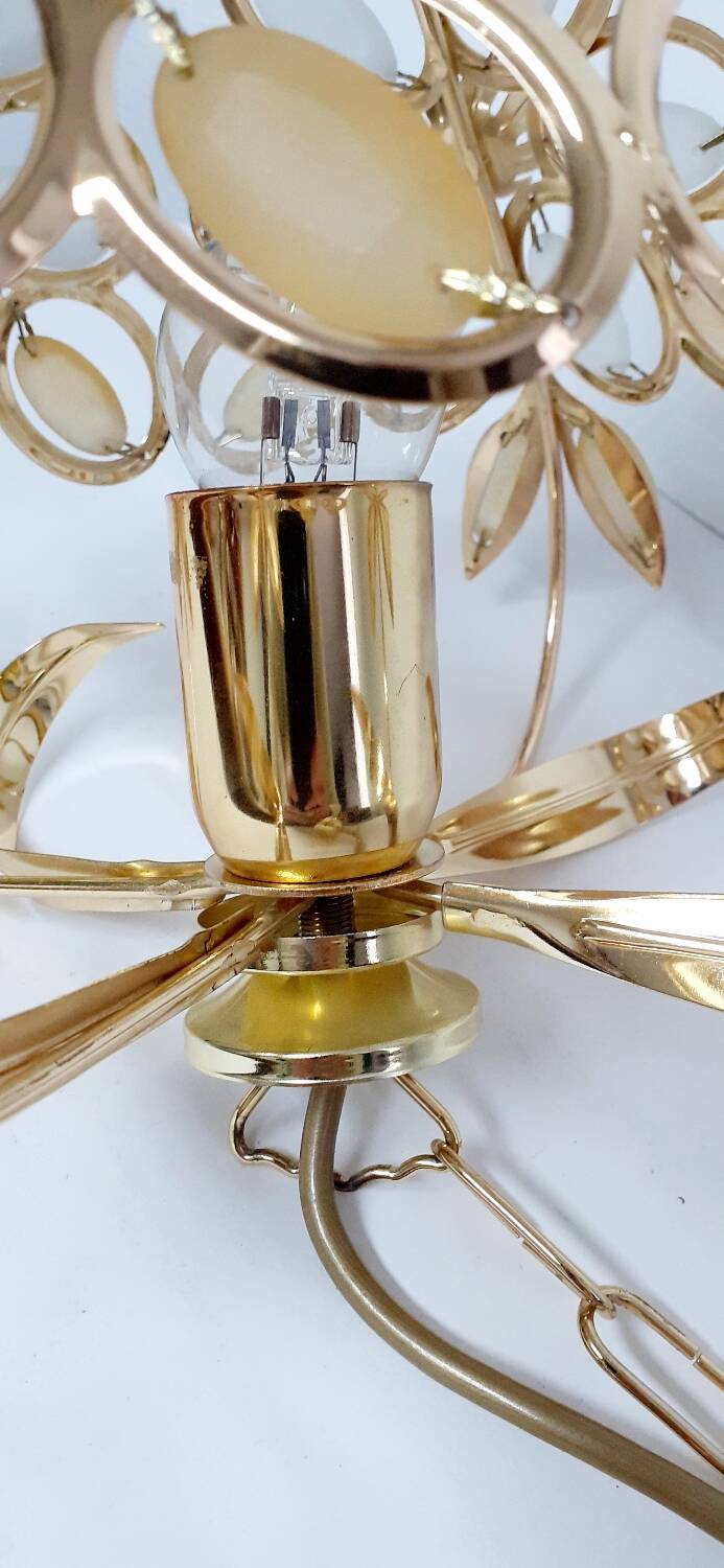 Gold metal pendant light and 90's glass pendants