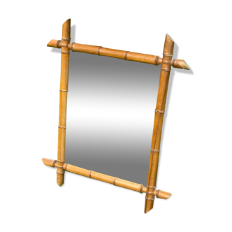 Miroir cadre en bois de merisier style bambou
