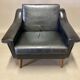 Black leather armchair "Scandinavian design" 1950.