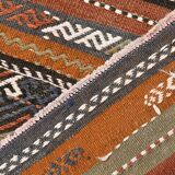 3x9 Red Green Persian Kilim Runner Rug, 81x279Cm