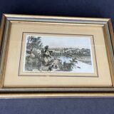 Table: watercolor engraving