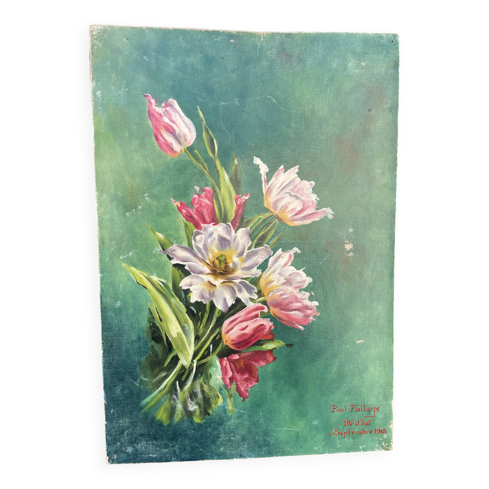 Old oil on canvas signed Paul Follain. 1915