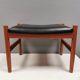 Danish Teak Footstool, Black Skai Leather, 1960s Spøttrup Design
