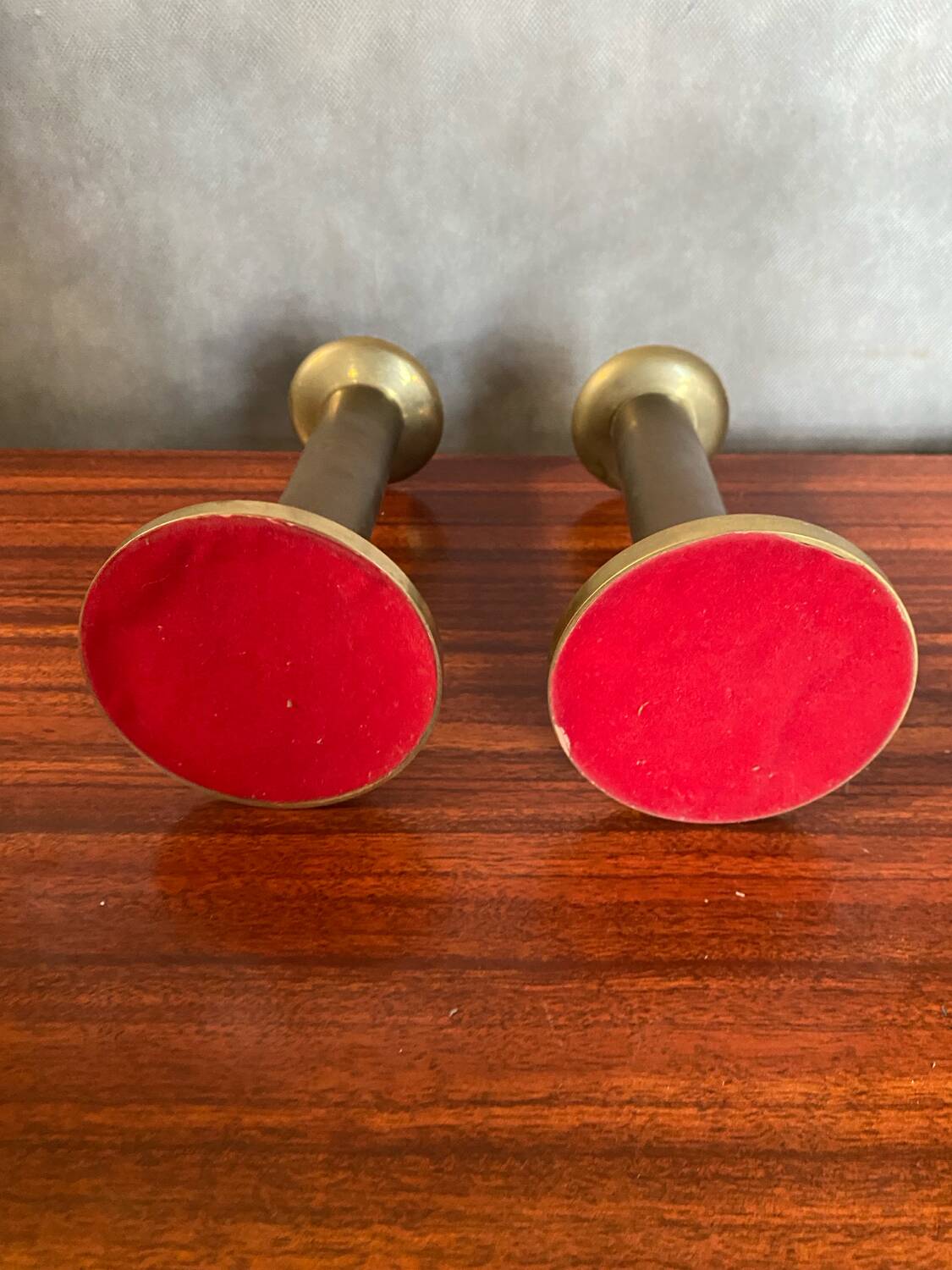 Antique Pair Of Vintage Brass Column Candle Holders