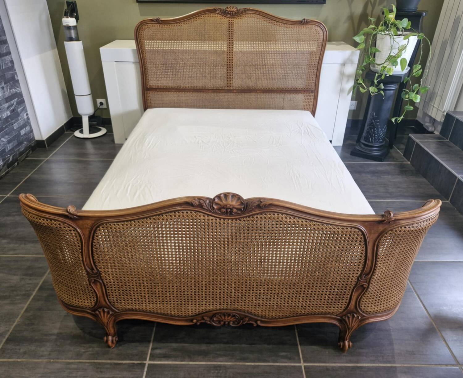 Louis XV style cane basket bed