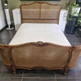 Lit corbeille cannage style Louis XV