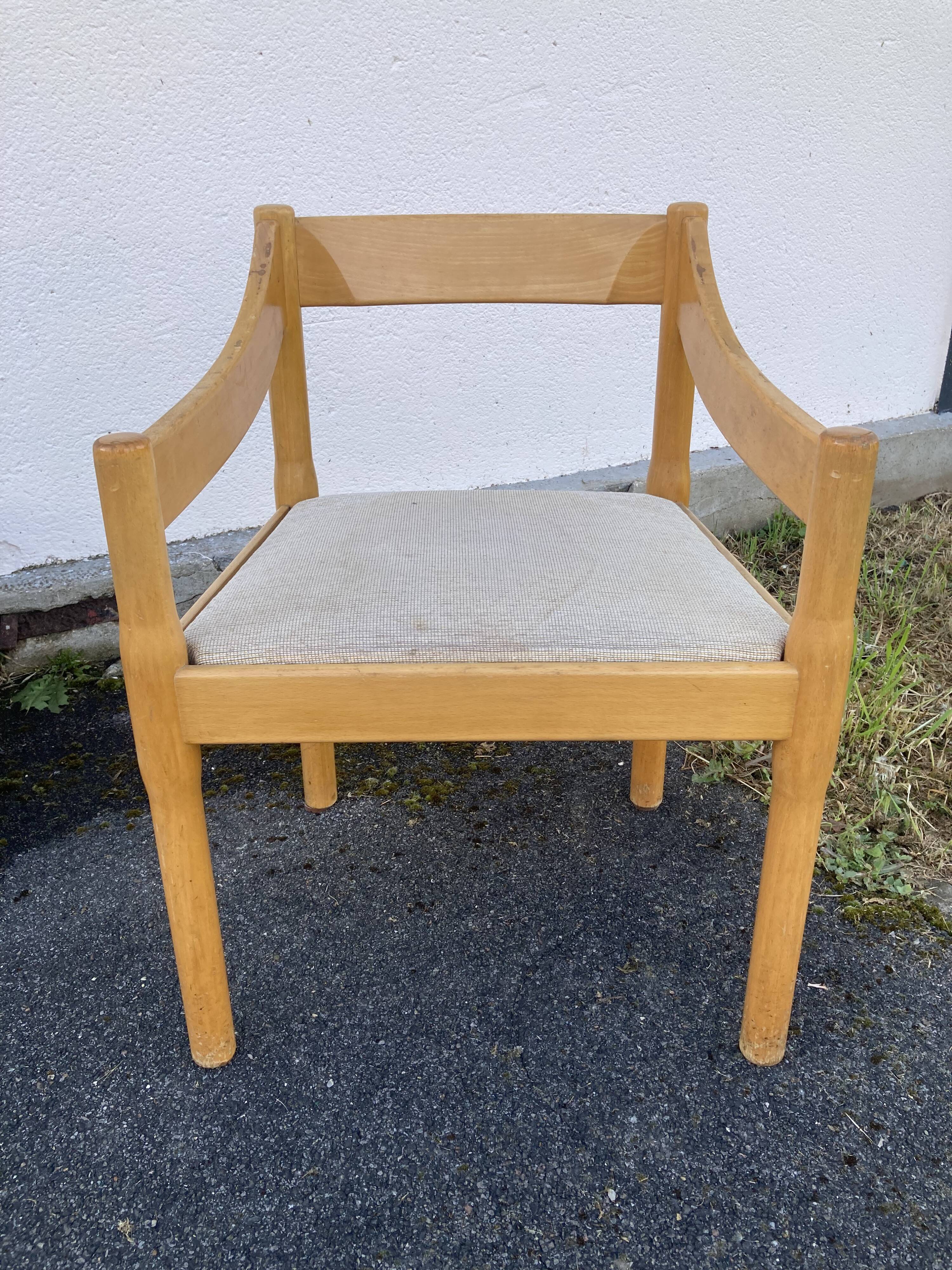 Six Carimate Cassina armchairs 1960's by Vico Magistretti