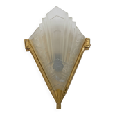 Paire de appliques en verre pressé et laiton Art Déco, France, années 1930