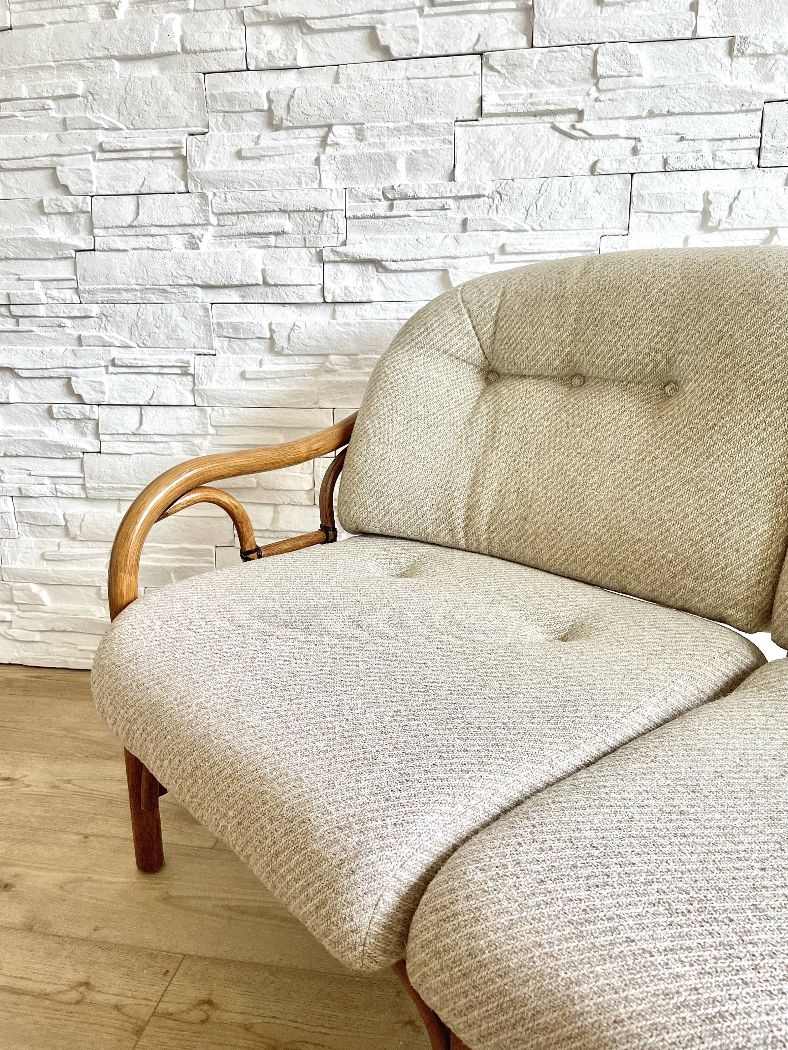 Vintage 2-seater rattan bench, KOK