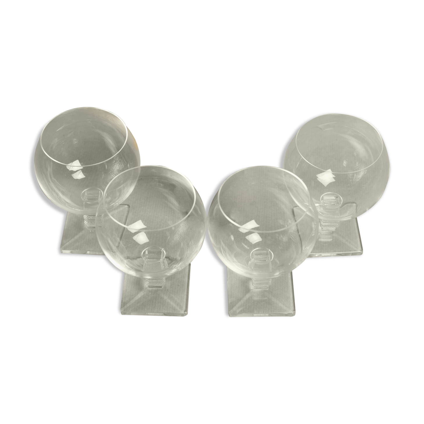 Lot 4 glasses with crystal foot Lalique Argos art deco 1930