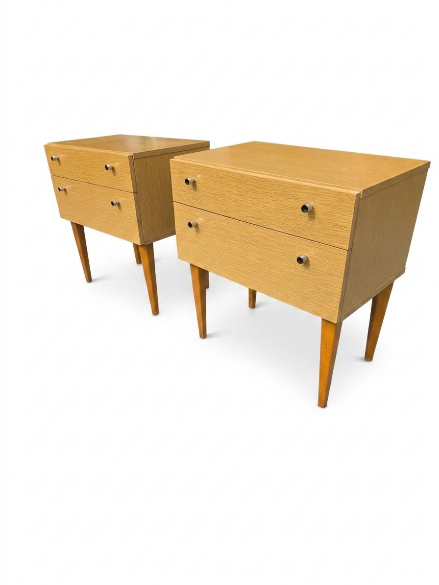 Pair of Scandinavian oak bedside tables from the 1960s.