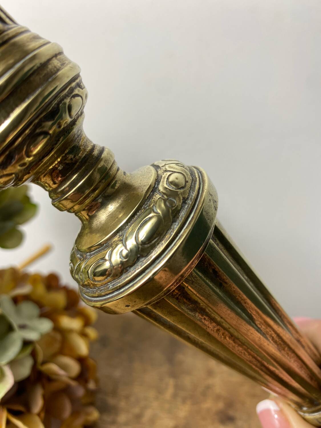 Antique brass candle holder