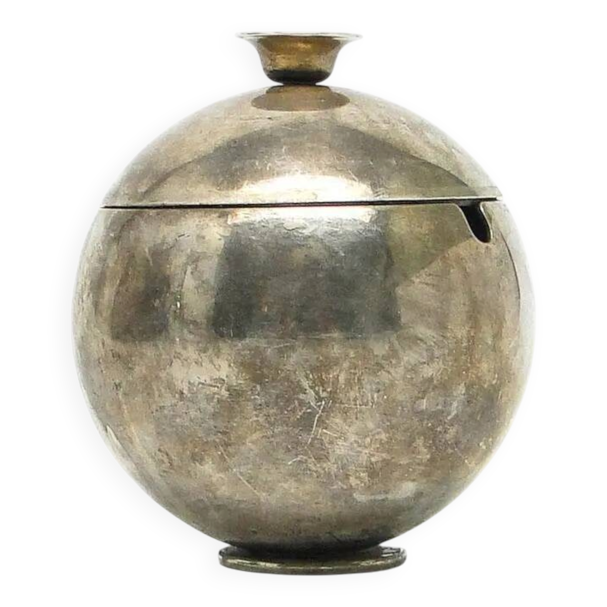 Mid-century modern sugar bowl, silver-plated brass, HEFRA, Poland, 1960s