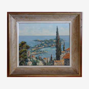 Marine, oil painting of Saint-Jean-Cap-Ferrat, signed H. E. BARGIN, 71 x 63 cm