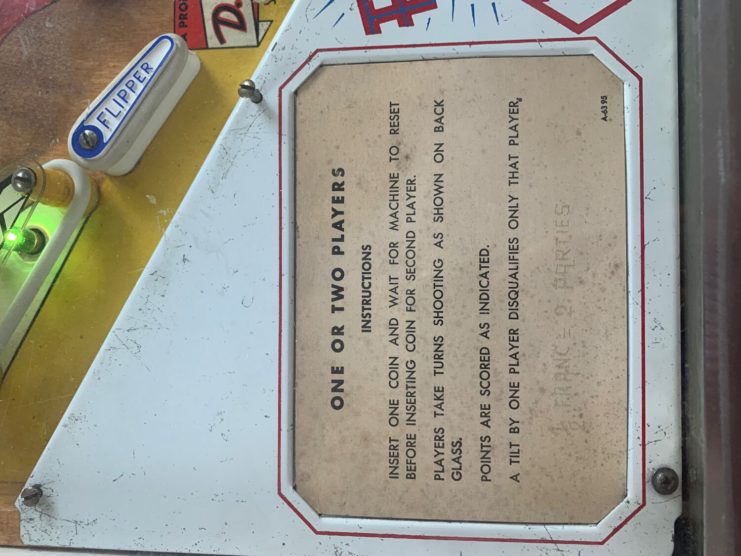 Flipper Swing Along Gottlieb 1963