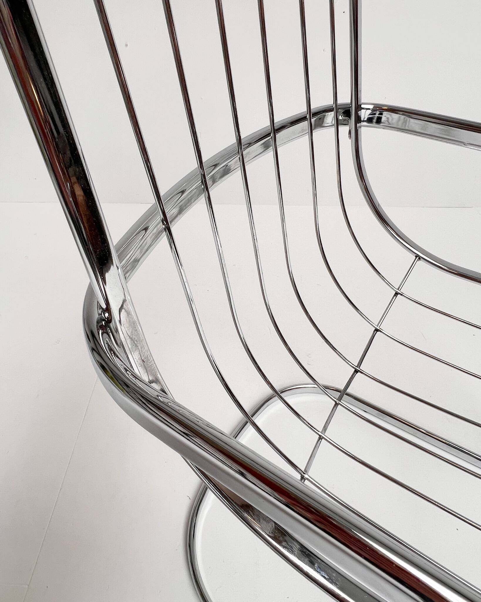 Set of 4 chrome wire chairs by Gastone Rinaldi for Rima, 1960s