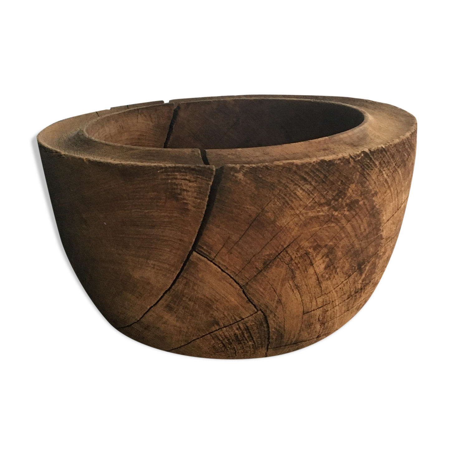 Raw wooden salad bowl