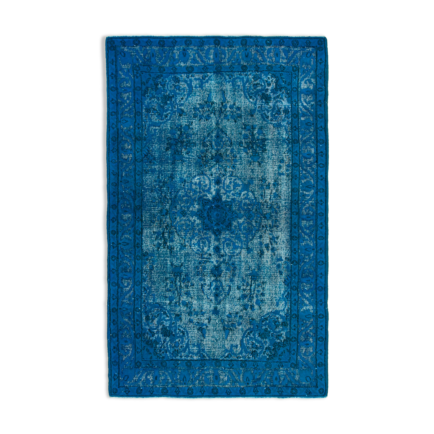 Hand-knotted anatolian 1980s 150 cm x 241 cm blue rug