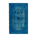 Hand-knotted anatolian 1980s 150 cm x 241 cm blue rug