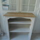 Pearl gray patinated library, 2 shelves, wooden tray.