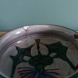 Caquelon dish, thistle decoration by Etienne Daniel, Vallauris