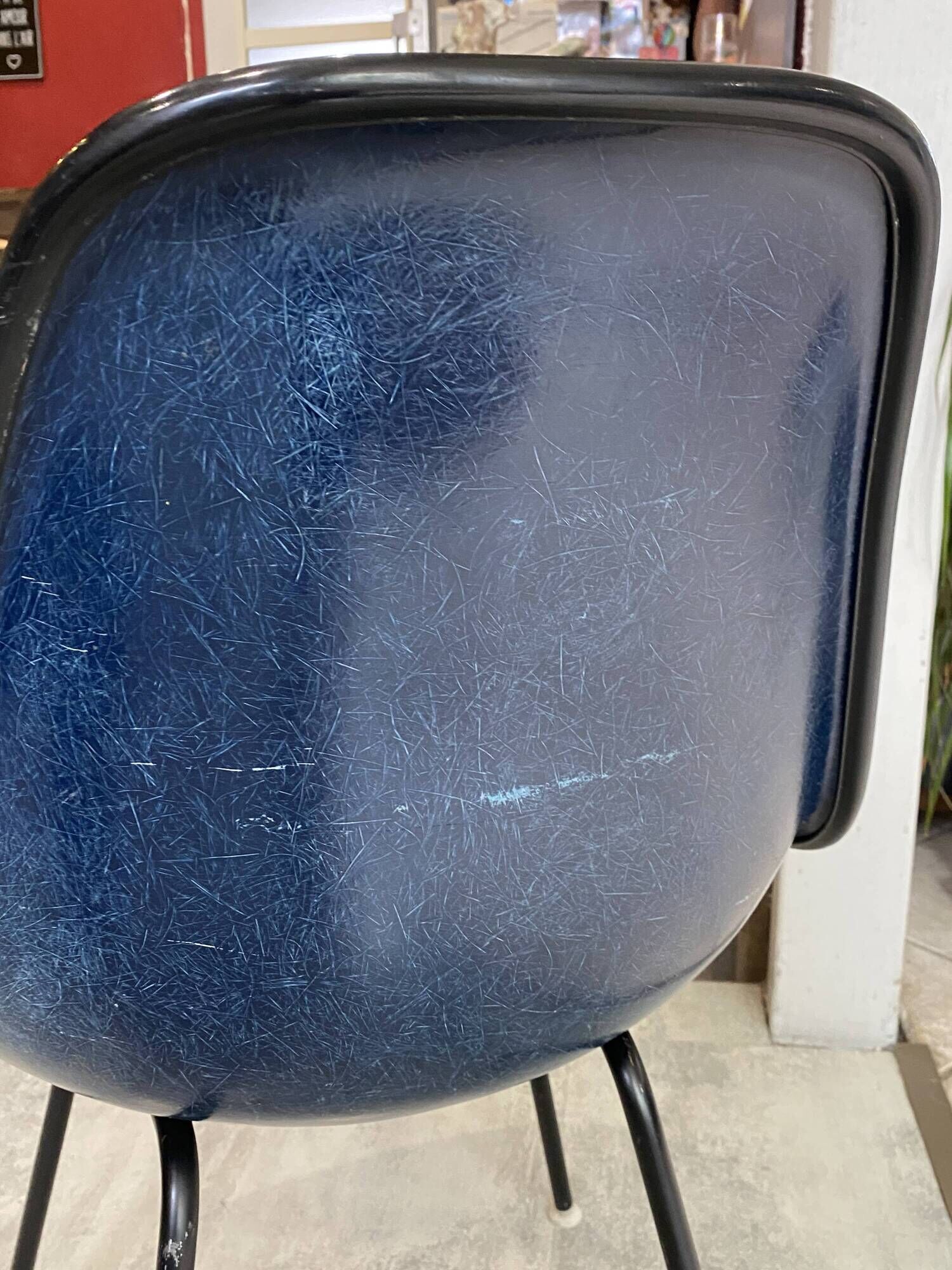 Eames Herman Miller vintage 70 blue vinyl fiberglass DSX chair