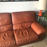 Sofa leather vintage cognac color