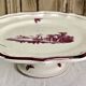 Old oval dish Gien model Paysages roses 1960 1971