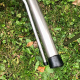 2 blue formica chairs