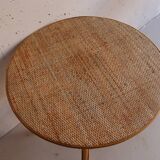 Table basse ronde en rotin vintage