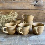 6 tasses en grès France vintage