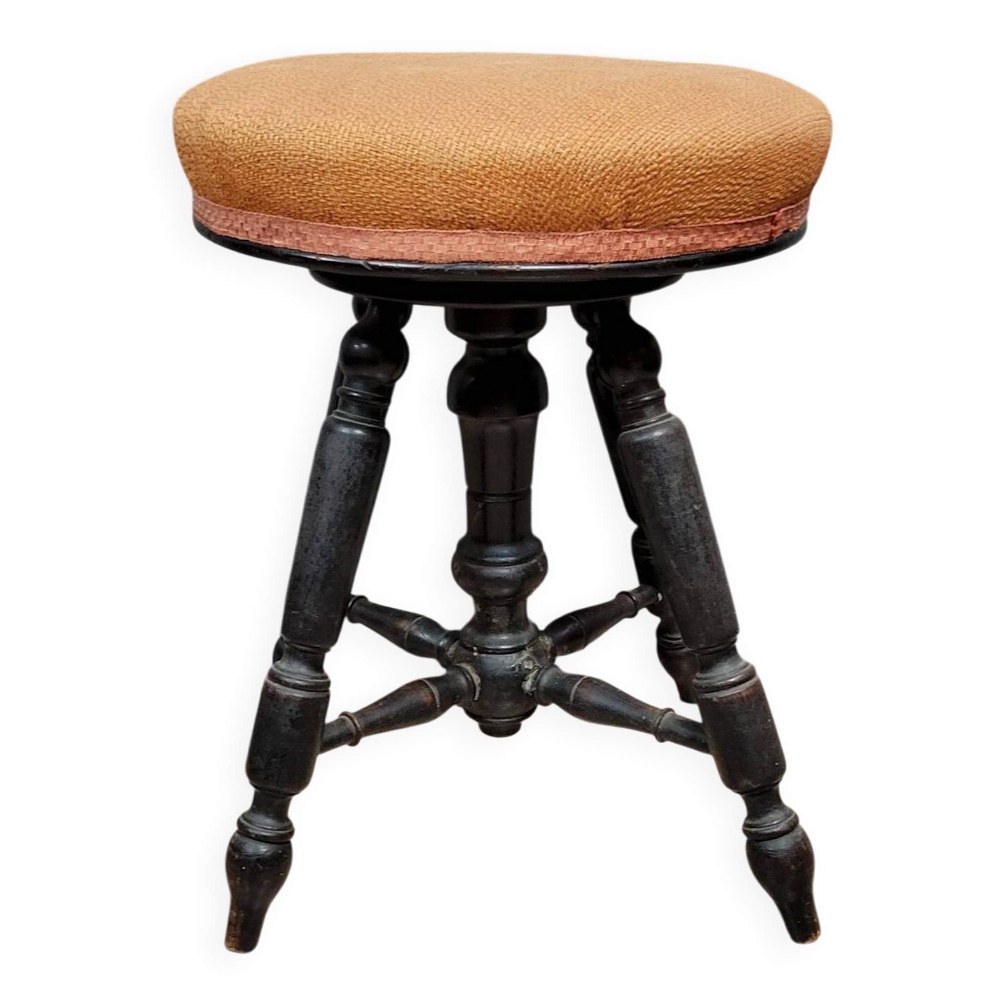 Napoleon III period piano stool in blackened wood circa 1850