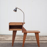 Industrial wood furniture, furniture with integrated lamp, trade furniture, industrial, compass feet