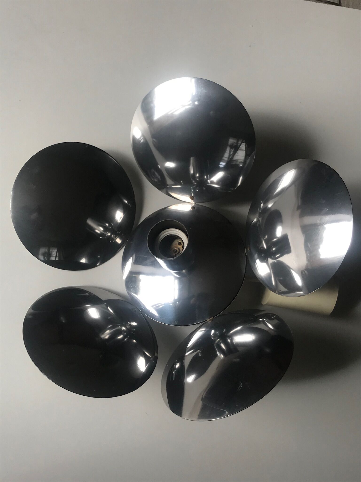 Flower chrome metal pendant 70s