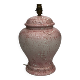 Lampe de table italienne en céramique rose des années 1980, effet marbre, style urne vintage néoclassique