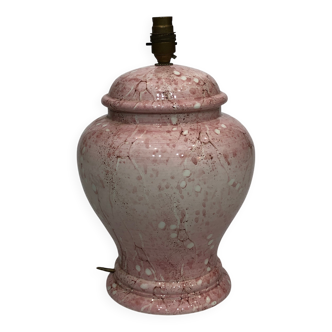 1980s Pink Ceramic Italian Table Lamp Marble Effect Vintage Urn Neo Classic