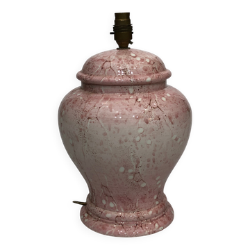1980s Pink Ceramic Italian Table Lamp Marble Effect Vintage Urn Neo Classic
