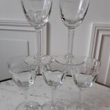 Lot de 5 verres à vin blanc de bar années 20