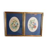 Pair of gouaches "flower bouquets"