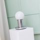 Space Age Desk Lamp in Argent Chrome with Opal White Glass Globe – 1970s Italian Memphis Postmodern