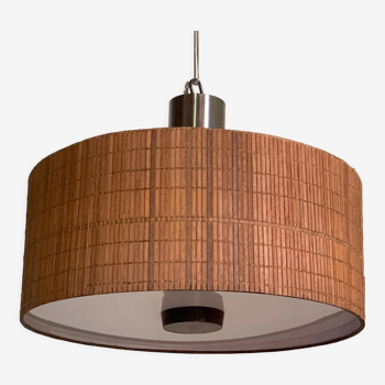 Vintage rattan and plexiglass pendant lamp