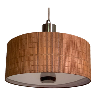 Vintage rattan and plexiglass pendant lamp