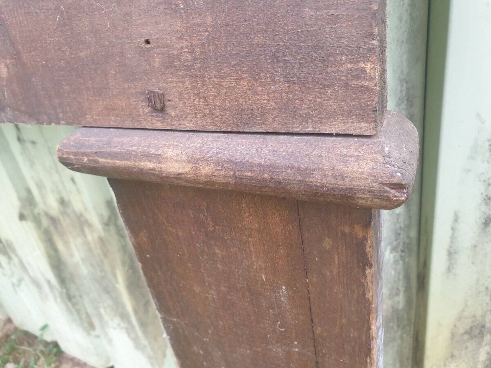 Country-style fireplace surround - stained poplar - late 19th century