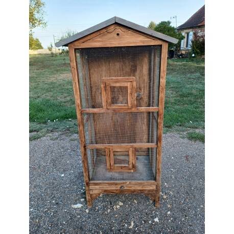 Aviary bird cage wood and wire mesh