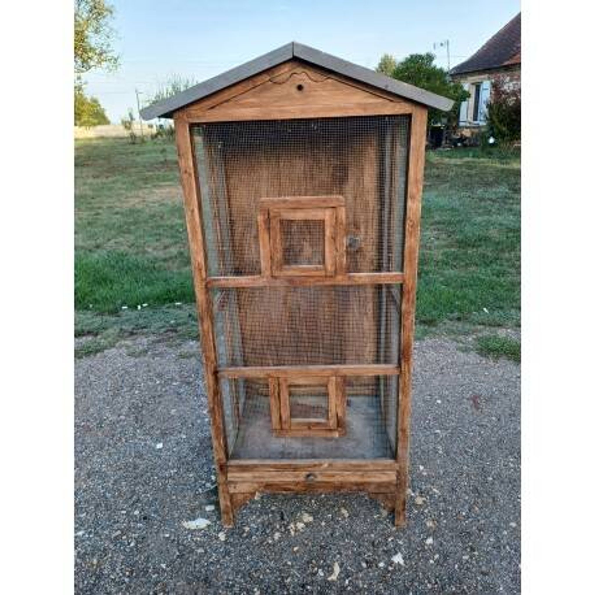 Aviary bird cage wood and wire mesh
