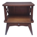 Vintage wooden crossbar bedside table
