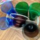 7 coloured glass glasses, 1960s-70s