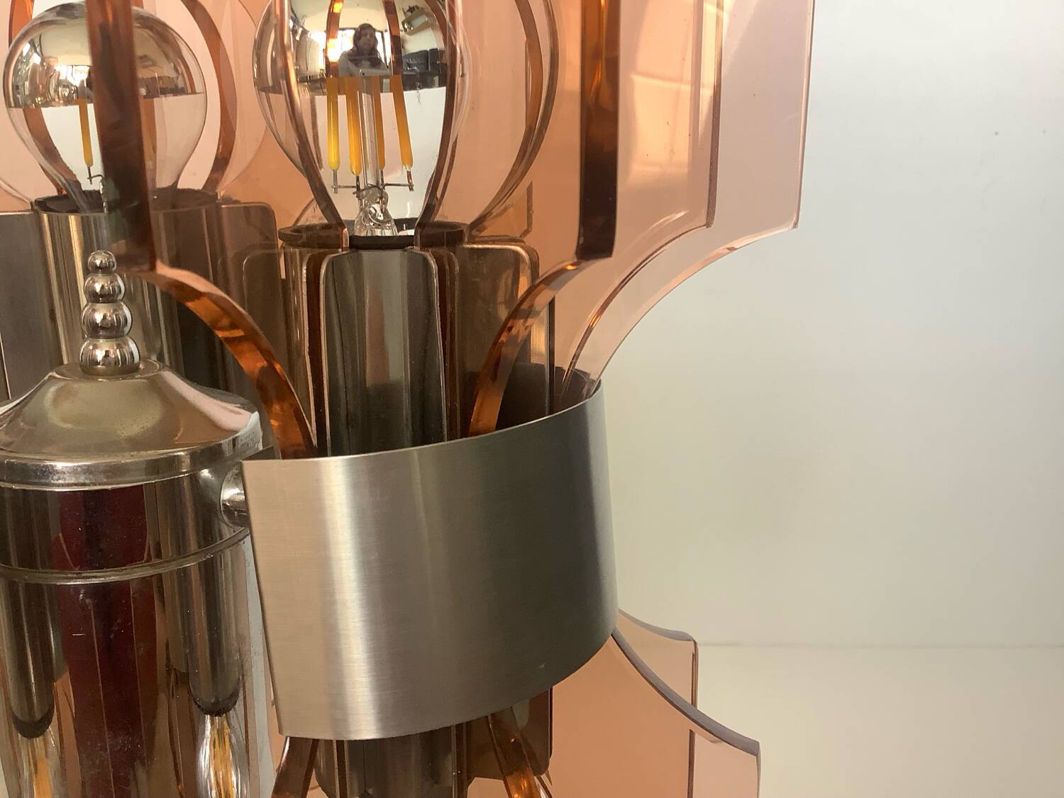 Lamp veca fontana arte smoked glass pink orange vintage 60.s rare